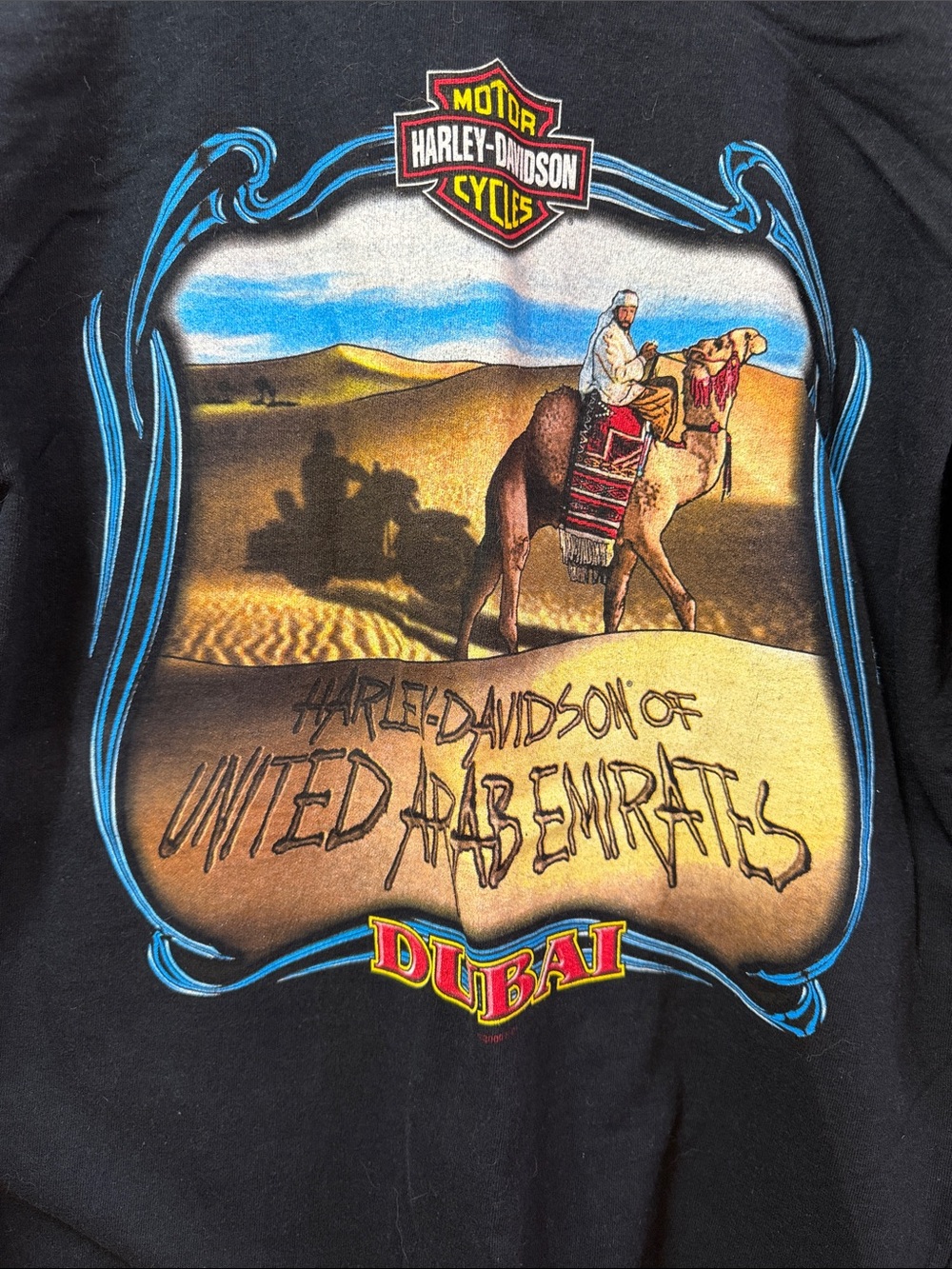 Harley-Davidson Black Long Sleeve UAE Dubai Camel Graphic Tee NWOT Size Medium - Picture 2 of 6